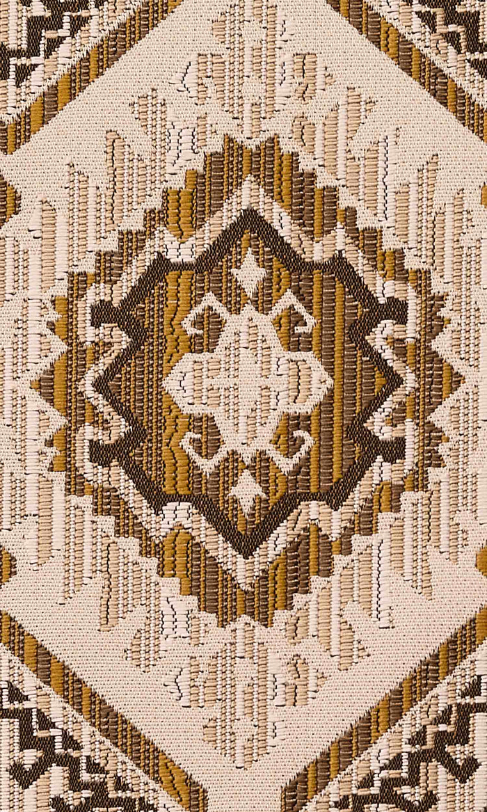 Aztec Textured Home Textile Fabric Material By the Metre (Beige/ Yellow/ Umber)