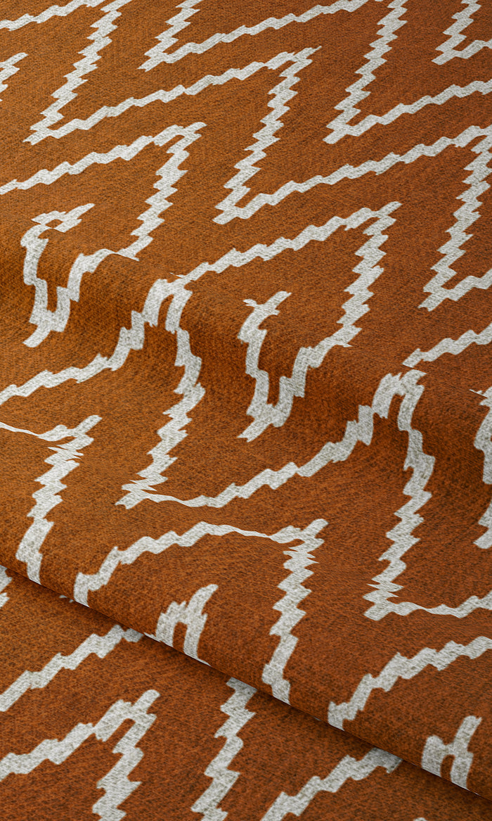 Chevron Print Window Treatments Fabric By the Metre (Orange/ White)