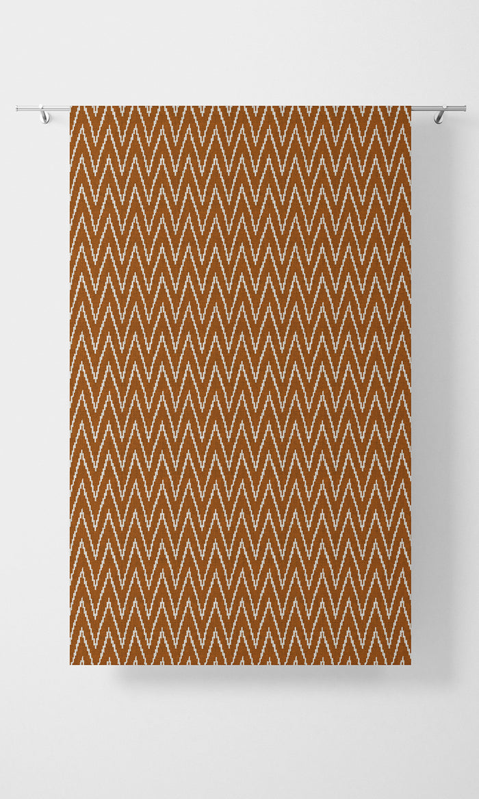 Chevron Print Home Textile Fabric Material By the Metre (Orange/ White)