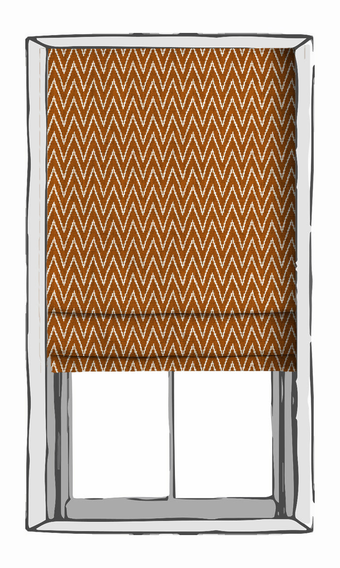 Chevron Print Fabric Material By the Metre (Orange/ White)