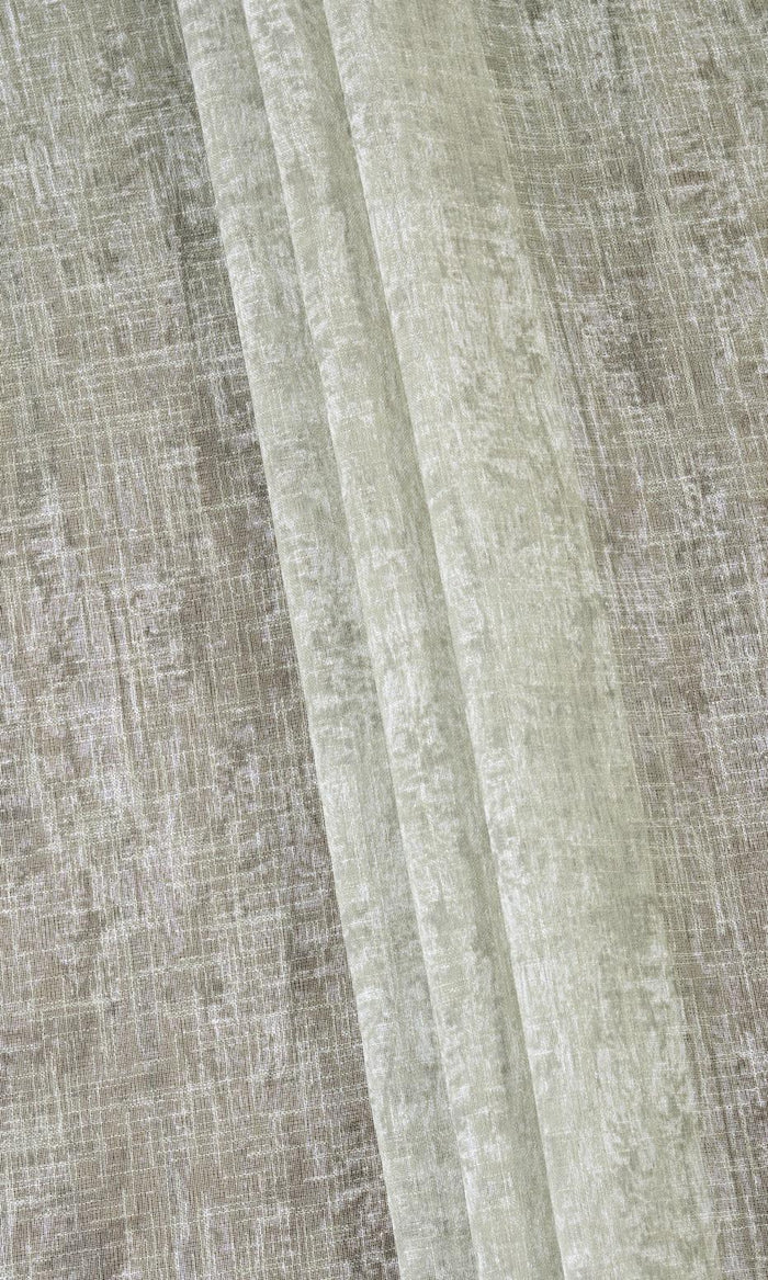Textured Sheer Fabric Material By the Metre (Grey-Green)
