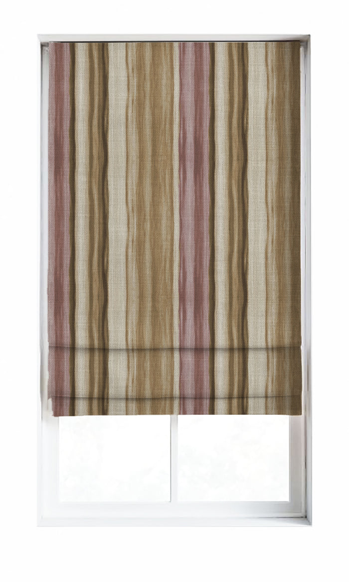 Watercolor Effect Striped Drapery (Pink/ Brown)