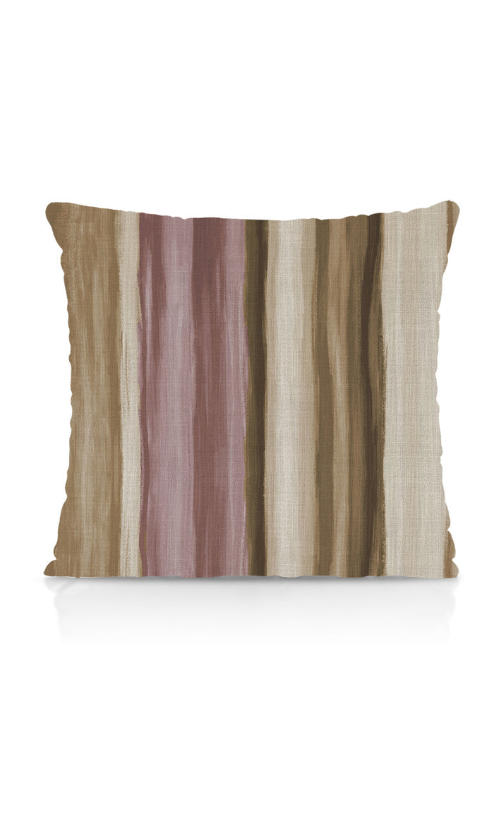 Watercolor Effect Striped Pinch Pleat, Rod Pocket, Eyelet Curtains (Pink/ Brown)