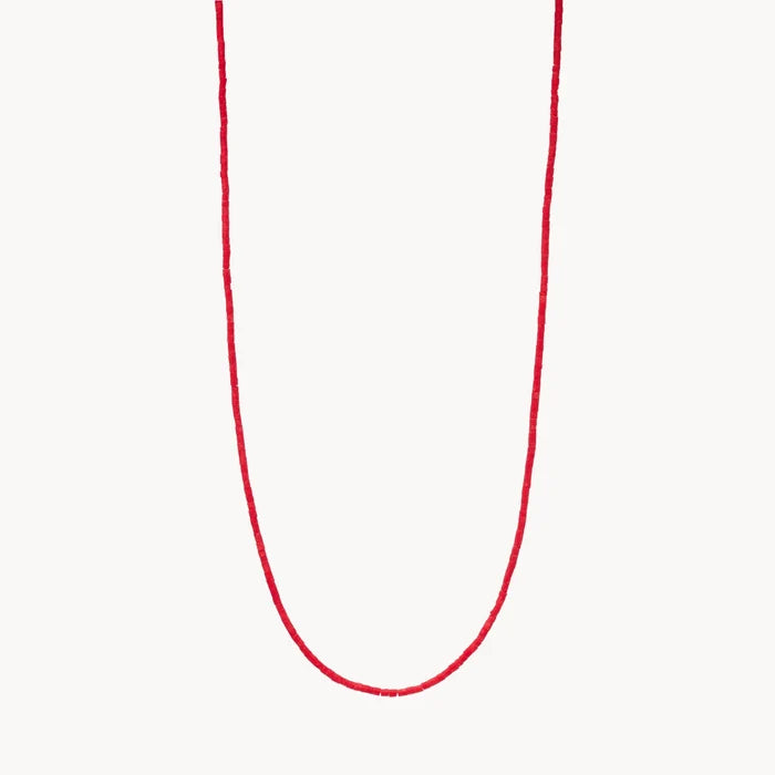 Red Long Beaded Necklace in sterling silver