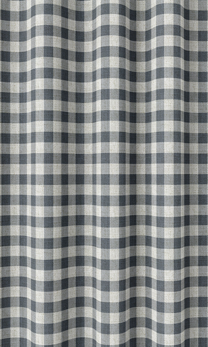 Check Patterned Drapery (Petrol Blue/ White)