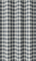 Check Patterned Drapery (Petrol Blue/ White)