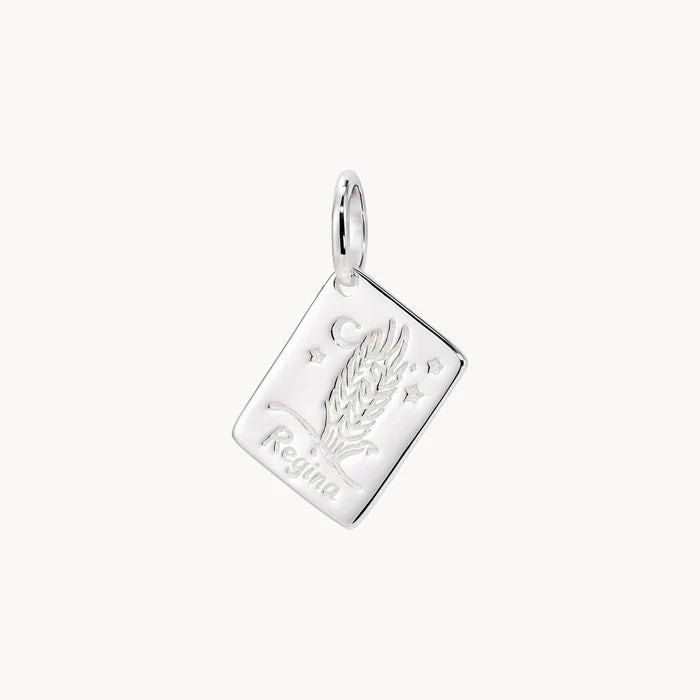 regina postcard charm - sterling silver