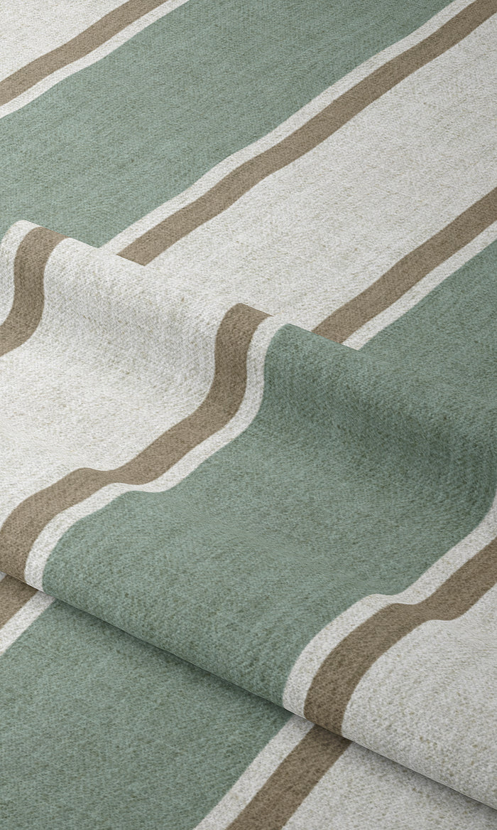 Striped Window Treatments Fabric By the Metre (Blue/ Brown/ White)