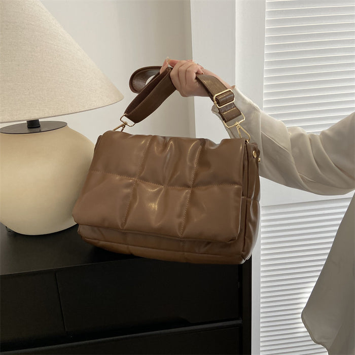 Retro Lingge Embroidery Large Capacity Cotton Tote Bag.