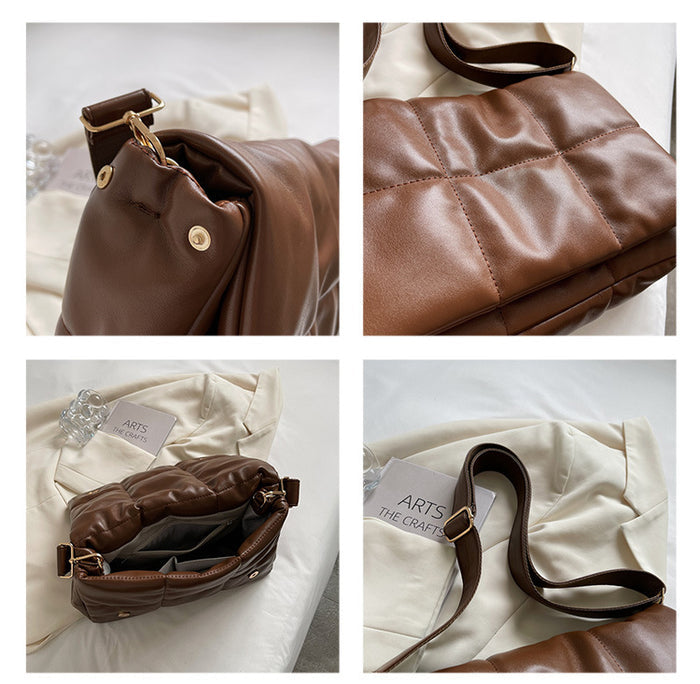 Retro Lingge Embroidery Large Capacity Cotton Tote Bag.