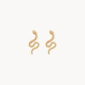 Revival Dainty Snake Earrings in 14k yellow gold