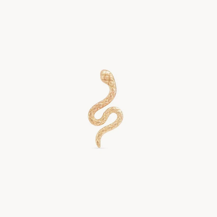 Revival Dainty Snake Earrings in 14k yellow gold, alternate angle detail view 3