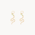 Revival Snake Green Tourmaline Earring Charm in 10k yellow gold with natural green tourmaline gemstone