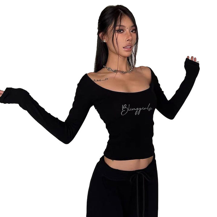 Rhinestone Letter Crop Top