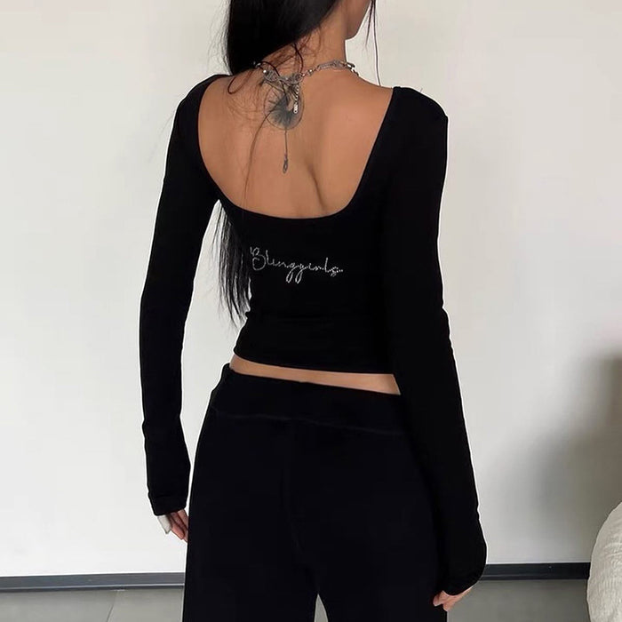 Rhinestone Letter Crop Top