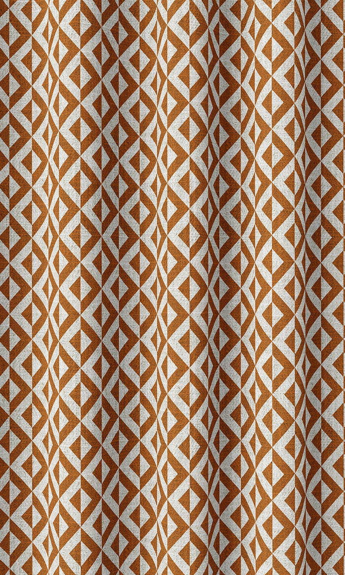 Geometric Print Home Décor Fabric By the Metre (Orange/ White)