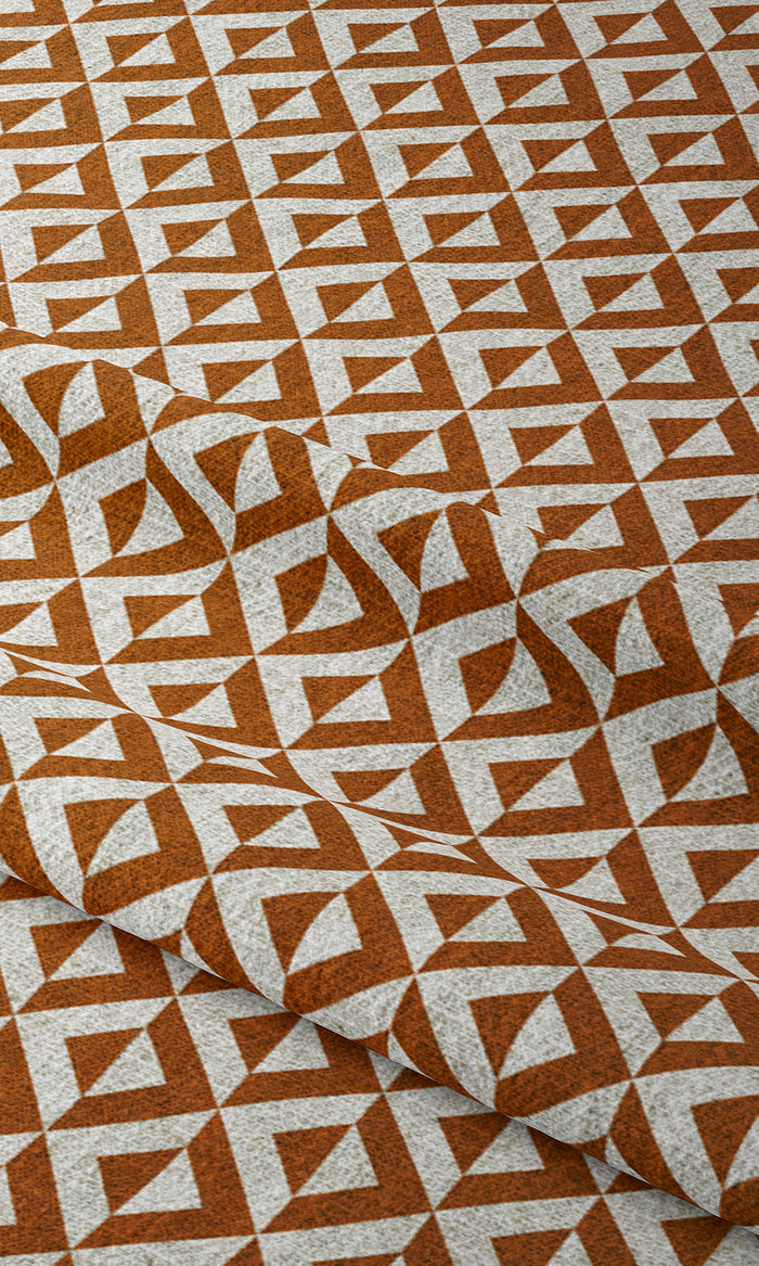 Geometric Print Window Treatments Fabric By the Metre (Orange/ White)