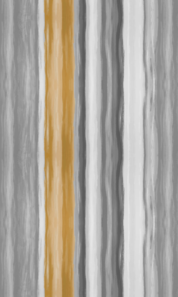 Dimout Striped Home Textile Fabric Material By the Metre (Grey/ Mustard Yellow)