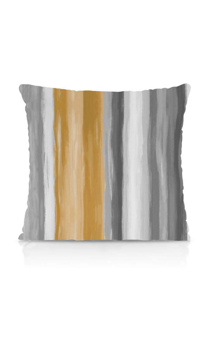 Dimout Striped Fabric Material By the Metre (Grey/ Mustard Yellow)