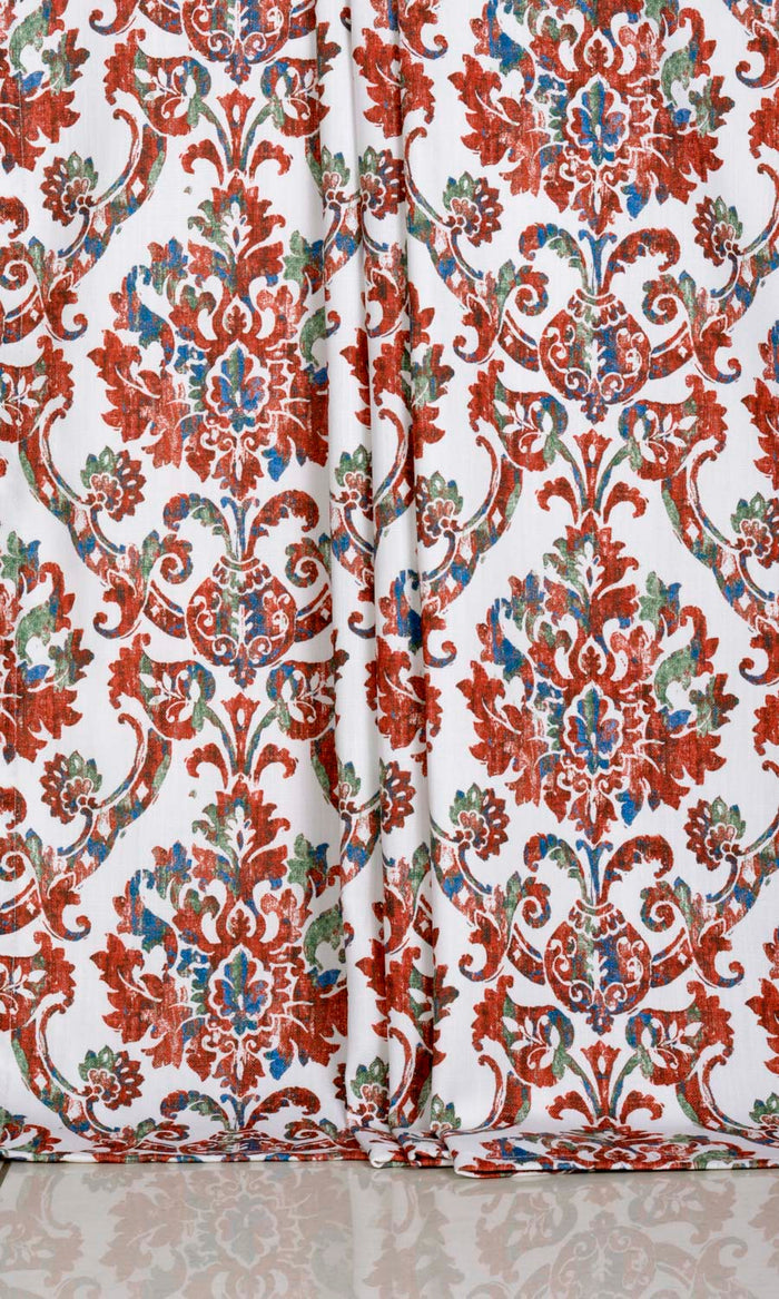 Damask Patterned Curtains for Living, Bedroom, Kitchen, Bathroom (Red/ Blue)