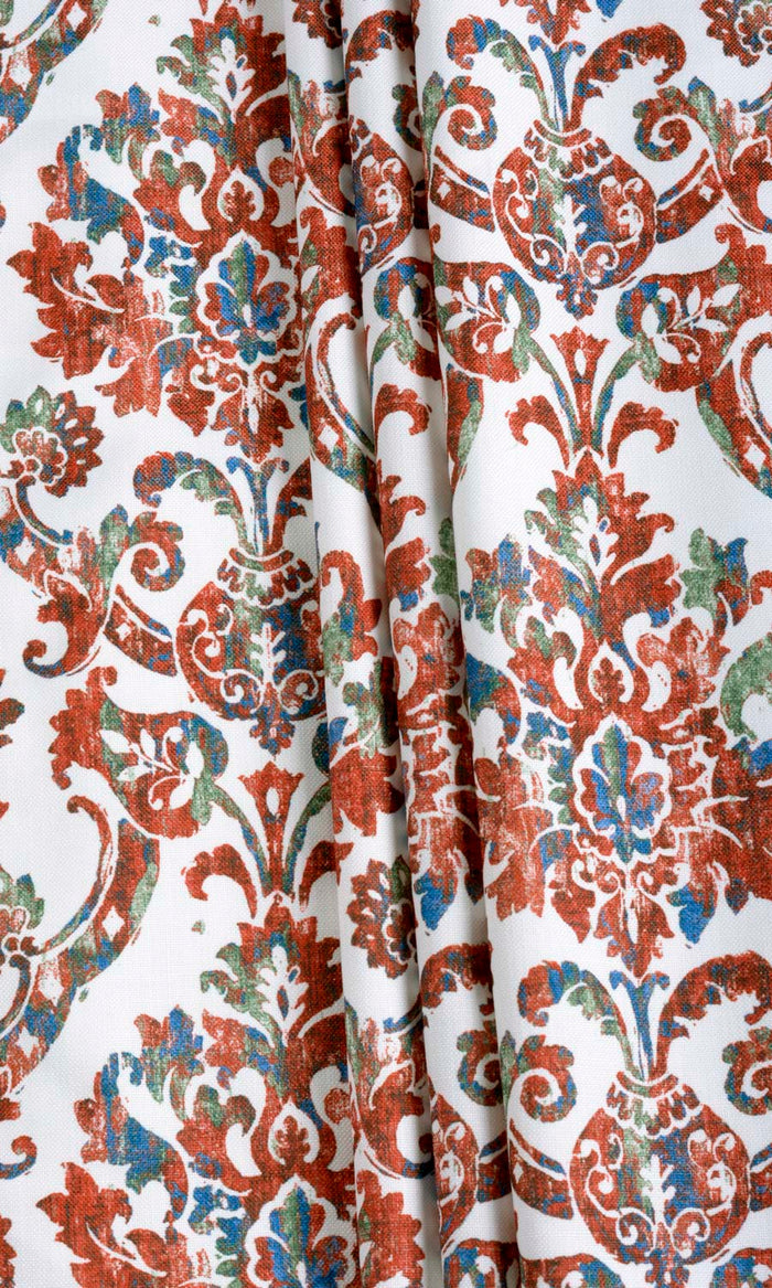 Damask Patterned Curtains (Red/ Blue) Extra Long Short Wide