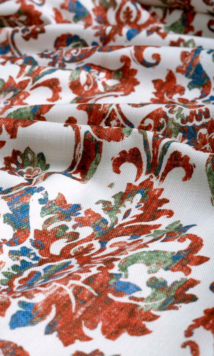 Damask Patterned Curtains / Drapes / Window Drapery Panels (Red/ Blue)