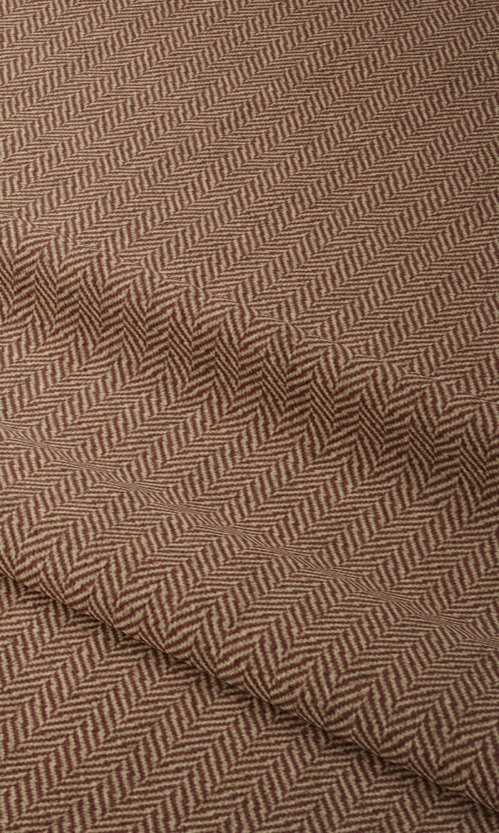Herringbone Textured Home Textile Fabric Material By the Metre (Red/ Orange)