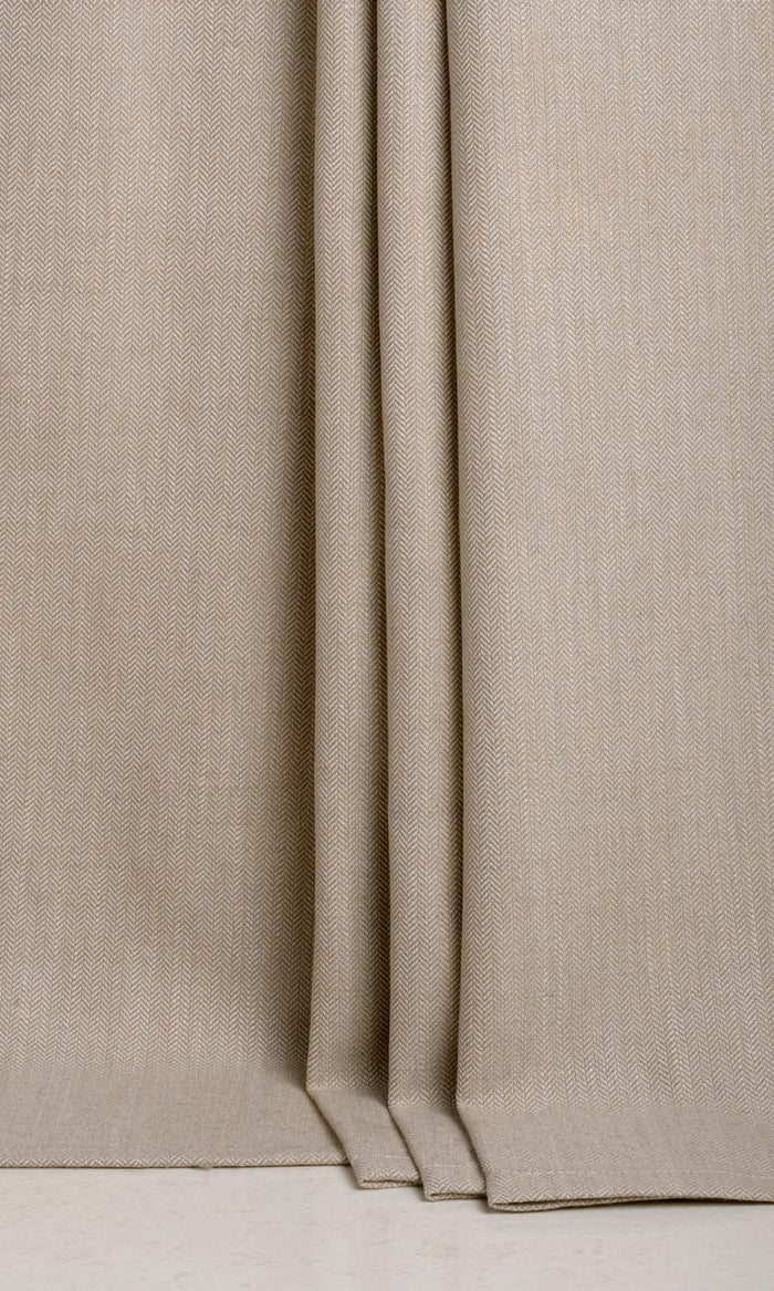Herringbone Textured Fabric Material By the Metre (Pale Brown)