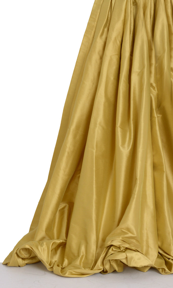 Shantung Silk Drapes for Living, Bedroom, Kitchen, Bathroom (Ochre/ Mustard Yellow)