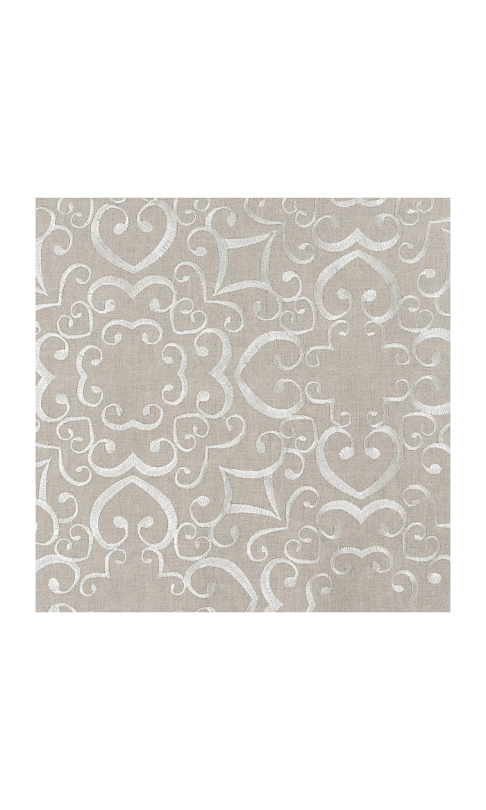 Floral Embroidered Linen Fabric Material By the Metre (Brown)