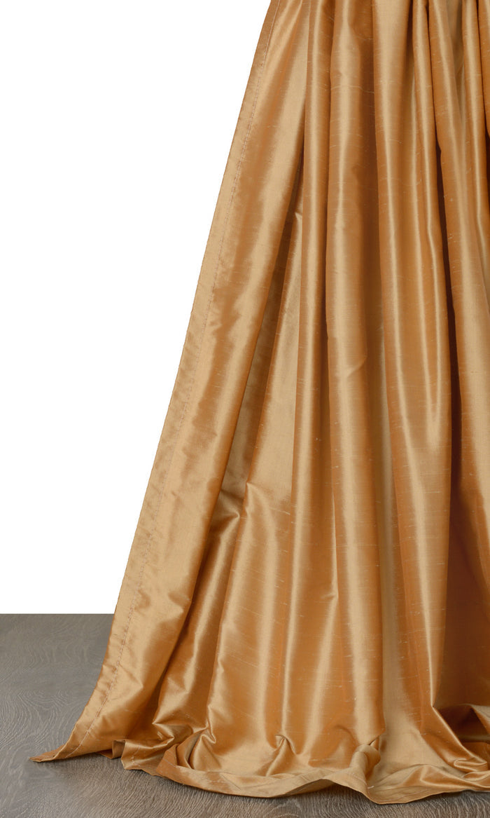 Shantung Silk Drapes for Living, Bedroom, Kitchen, Bathroom (Mustard Gold)