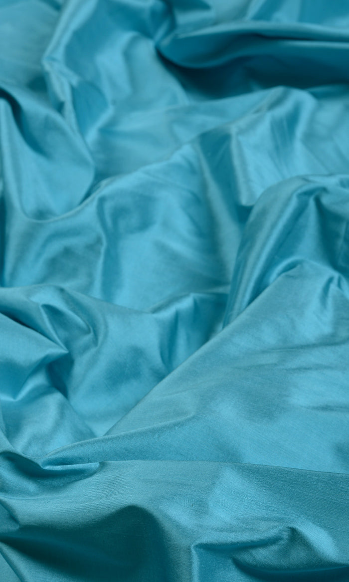 Shantung Silk Drapes for Living, Bedroom, Kitchen, Bathroom (Aqua Blue)
