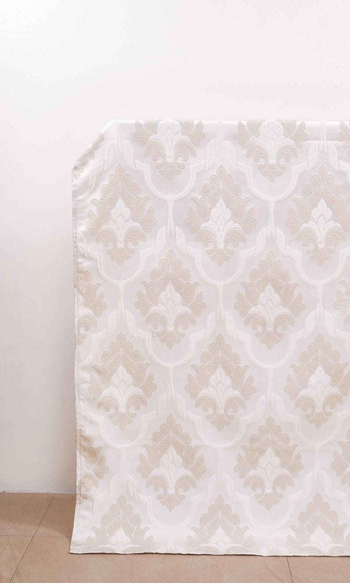 Self-Patterned Damask Drapes for Living, Bedroom, Kitchen, Bathroom (Beige/ Cream)