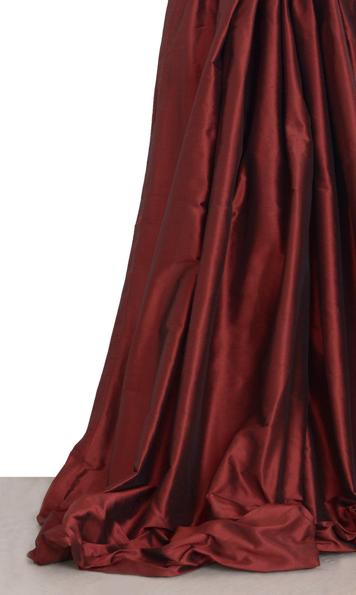 Shantung Silk Drapes for Living, Bedroom, Kitchen, Bathroom (Burgundy Red)