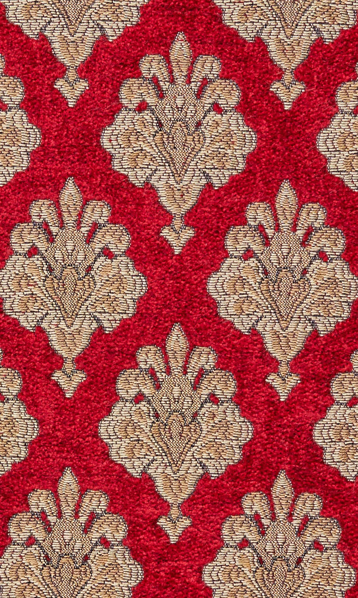 Floral Velvet Pinch Pleat, Rod Pocket, Eyelet Curtains (Beige/ Brown/ Red)
