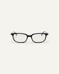 Face shot of Bonnie Clyde Rookie optical frames in black with clear lenses.