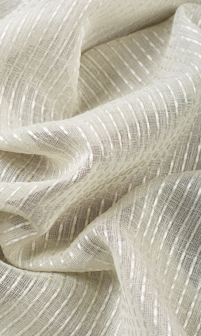 Striped Embroidery Sheer Fabric By the Metre for Curtains & Drapes (Gray)