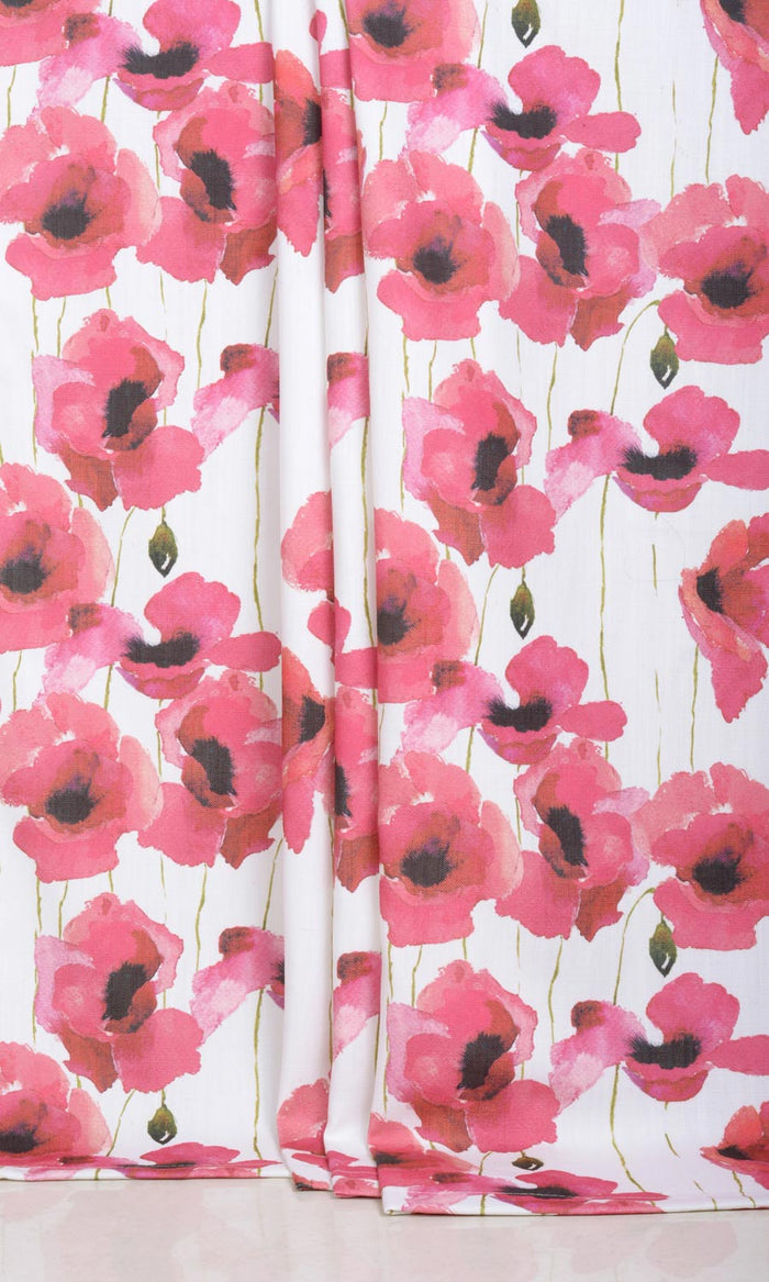 Water Lilies Floral Window Treatments Fabric By the Metre (Pink)