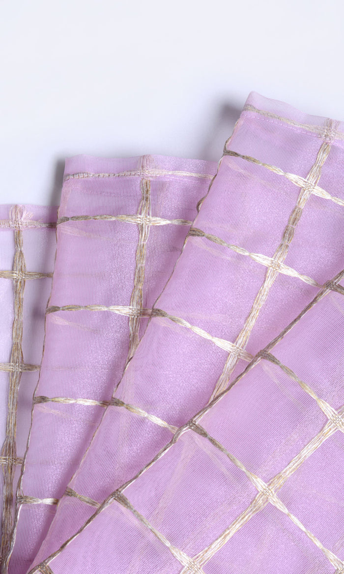 Embroidered Sheer Drapery for Living, Bedroom, Kitchen, Bathroom (Pink/ Gold)