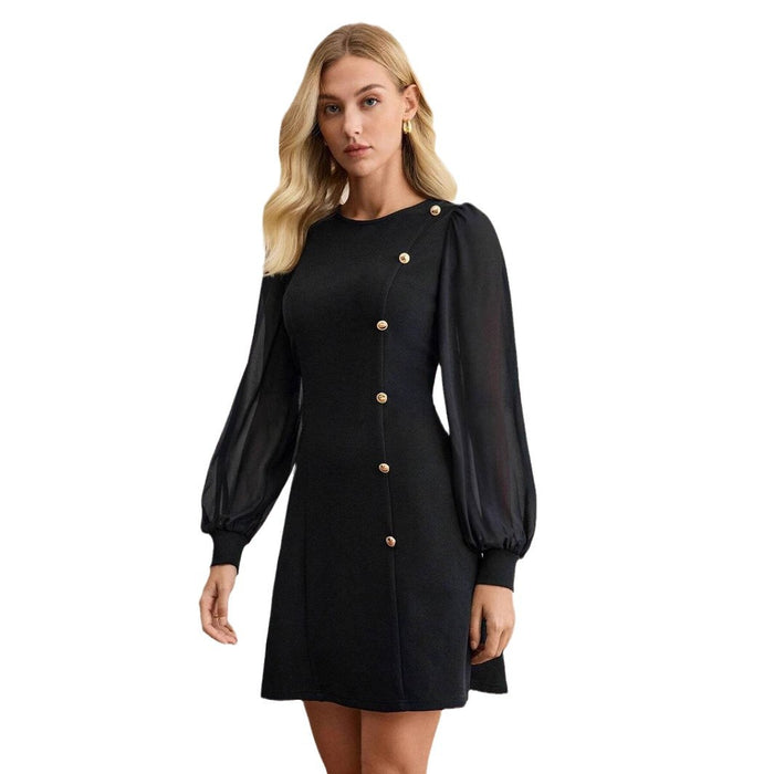 Round Neck Long Sleeve Slim Dress