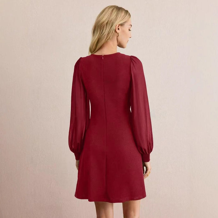 Round Neck Long Sleeve Slim Dress