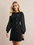 Round Neck Long Sleeve Slim Dress