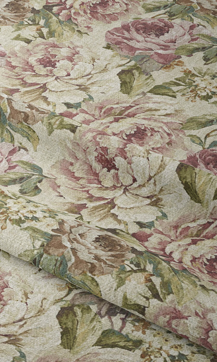 Floral Drapes (Ivory/ Green/ Pink) Extra Long Short Wide