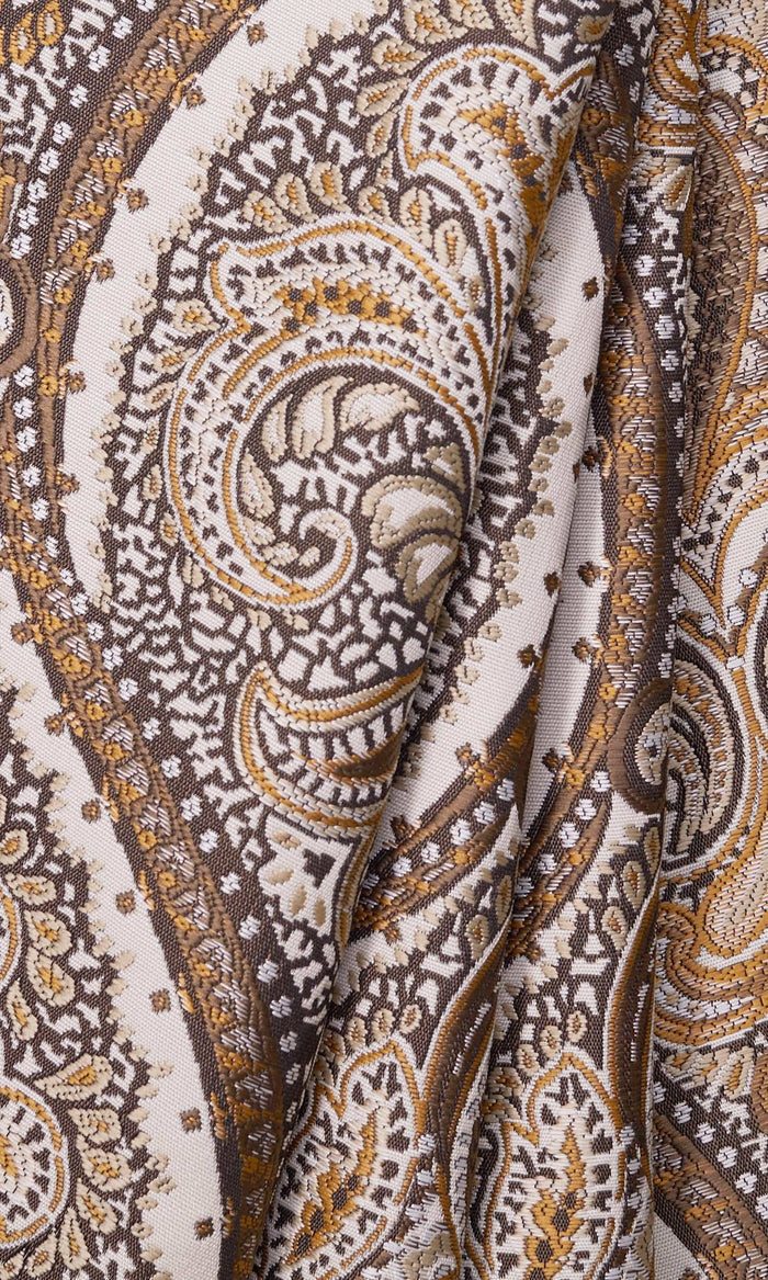 Damask Drapery for Living, Bedroom, Kitchen, Bathroom (Brown/ Yellow/ Umber)