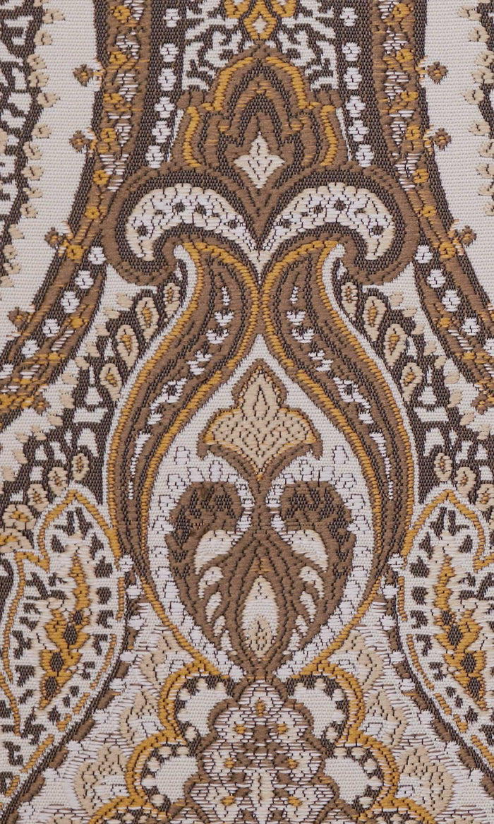 Damask Pinch Pleat, Rod Pocket, Eyelet Curtains (Brown/ Yellow/ Umber)
