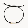 Safety Pin Cord Bracelet in 10k yellow gold with black cord