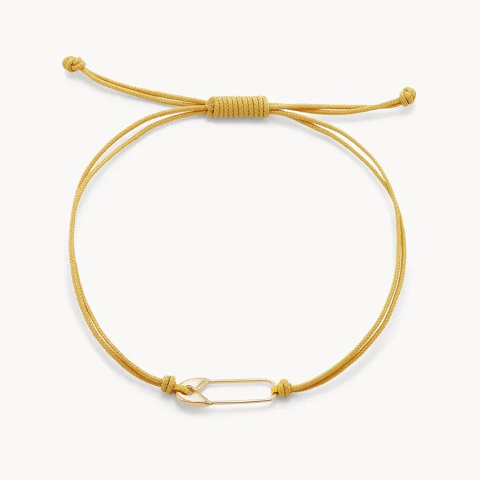 Safety Pin Cord Bracelet in 10k yellow gold with yellow cord