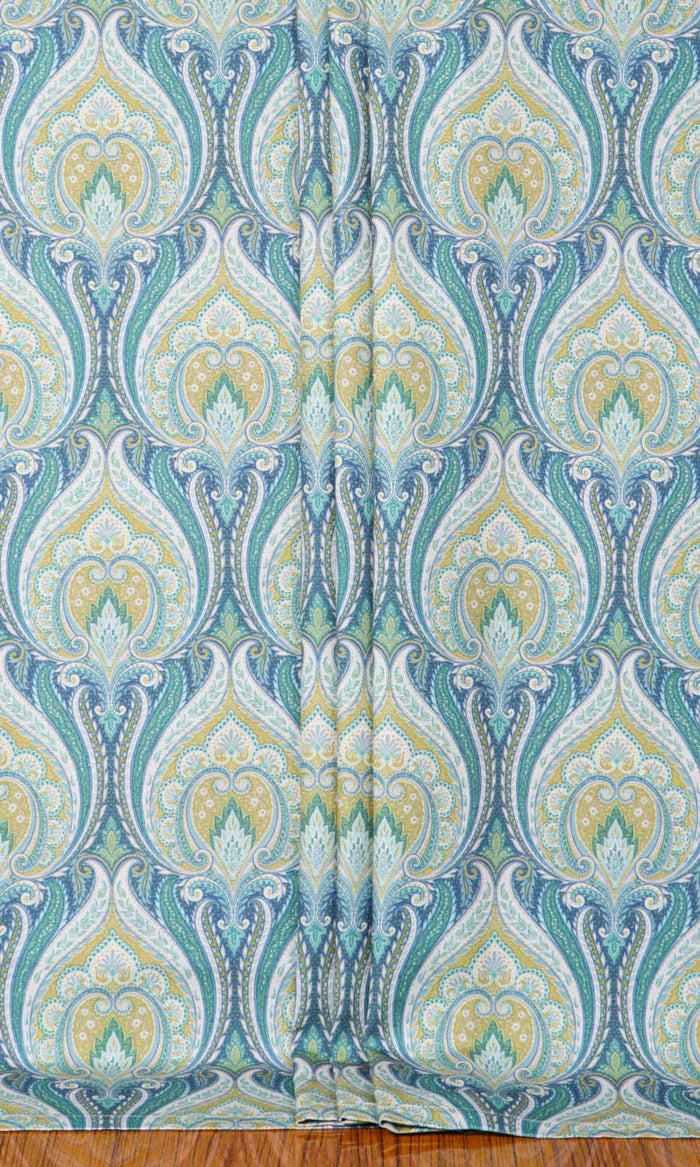 Floral Damask Window Treatments Fabric By the Metre (Blue/ Green)