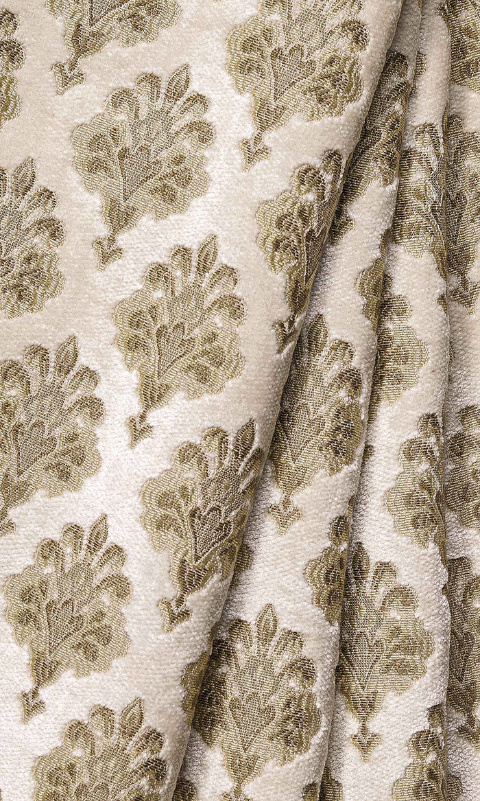 Damask Velvet Curtains for Living, Bedroom, Kitchen, Bathroom (Beige/ Brown)