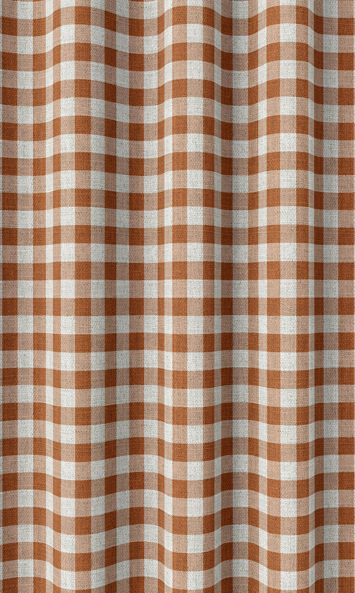 Checked Drapes (Burnt Orange/ White)